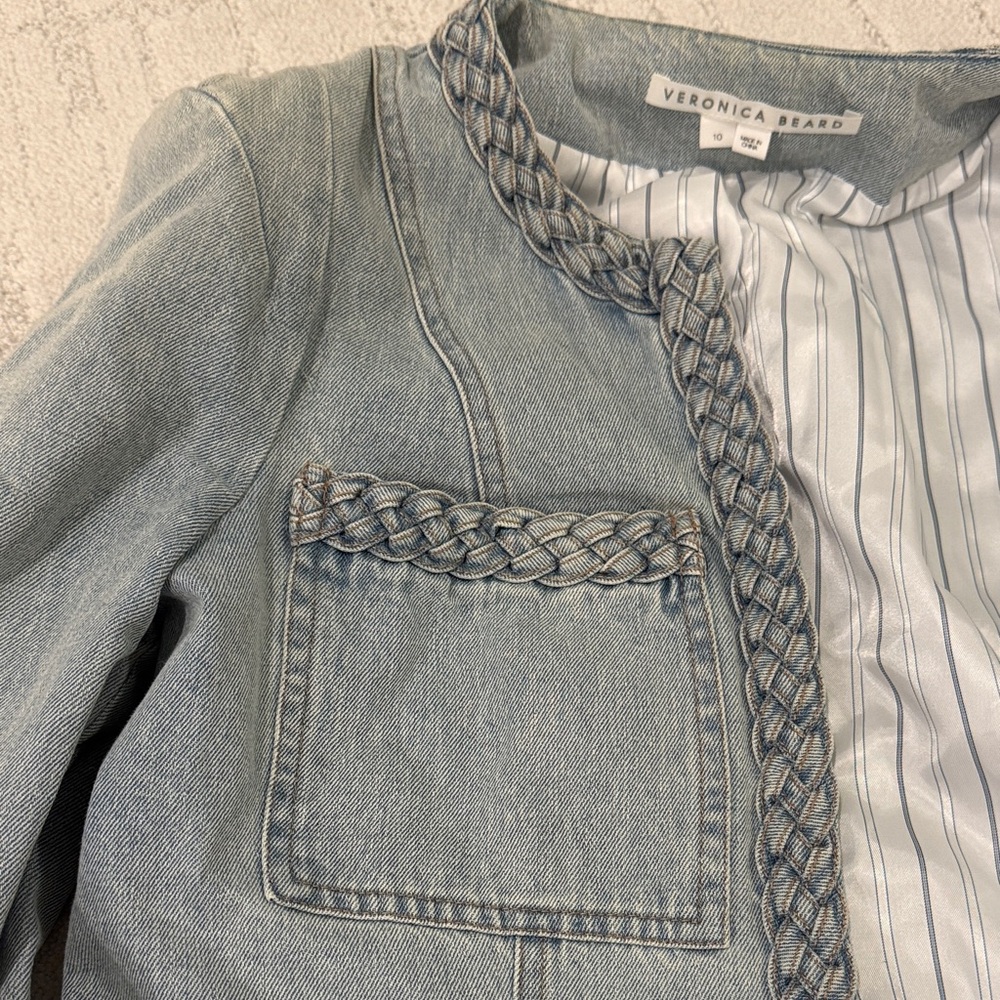Veronica Beard Light Blue Braided Jean Jacket - Picture 5 of 7